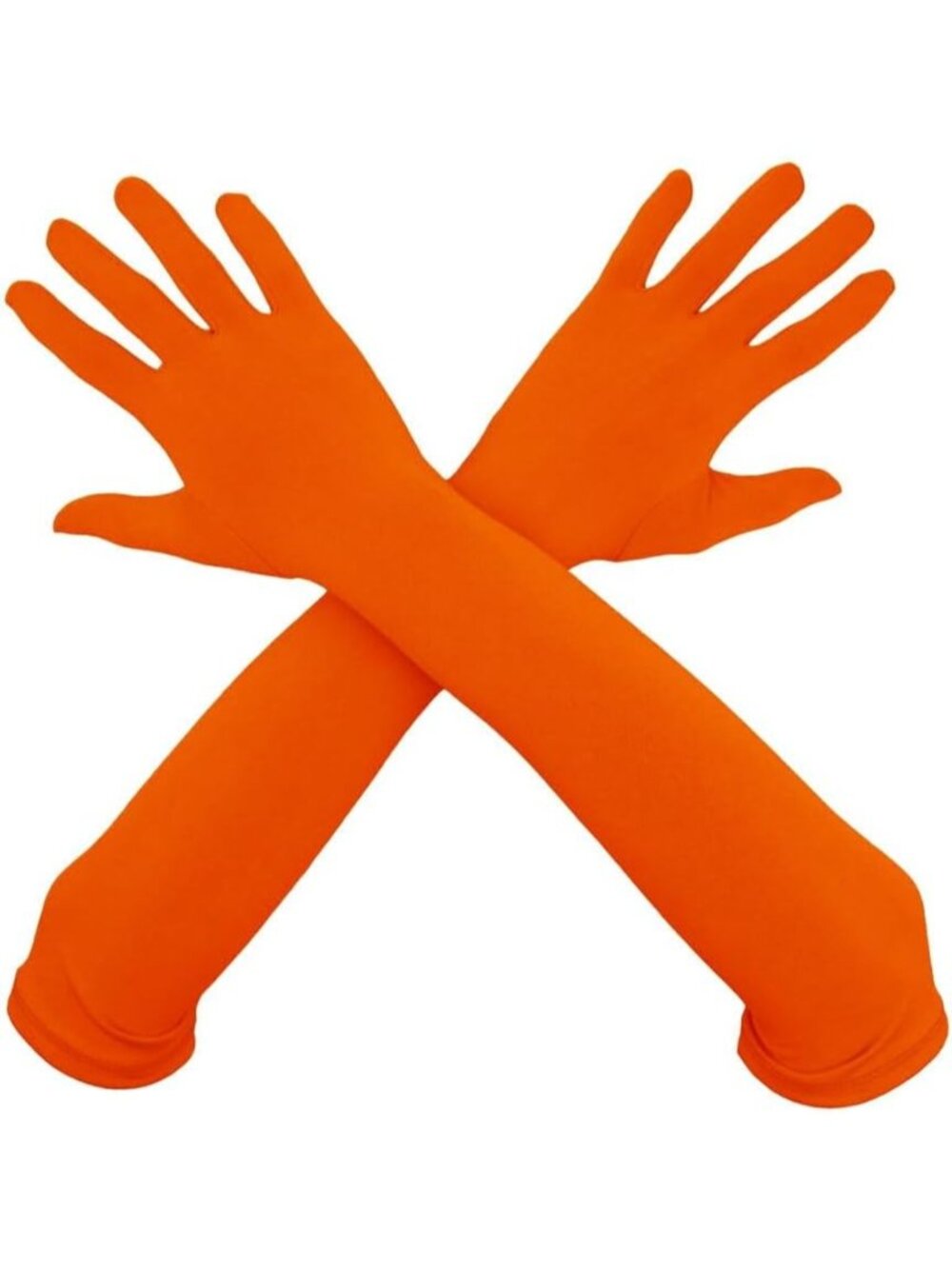 Women's Orange 18" Elbow Length Stretchy Costume Bridesmaids Spandex Gloves